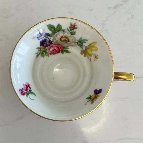 Vtg Mitterteich Bavaria Germany Pink Floral Tea Cup Saucer Gold Trim Shabby Chic - Picture 7 of 16